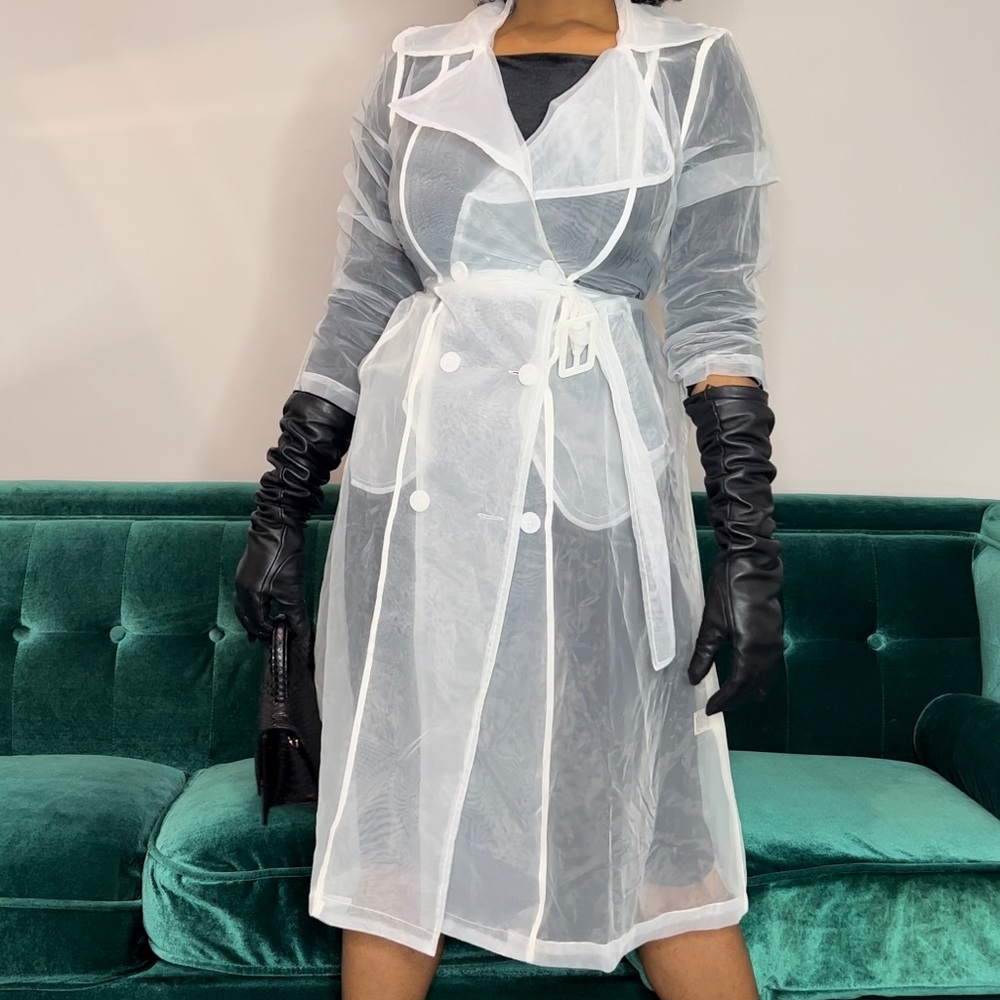 Jluxlabel White Mesh Trench Coat